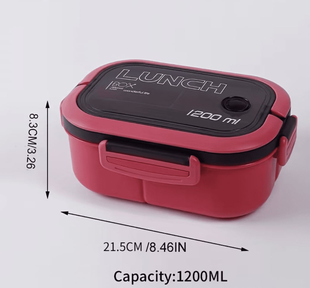 Dvojposchodový uzatvárateľný box na jedlo 1200 ml červený