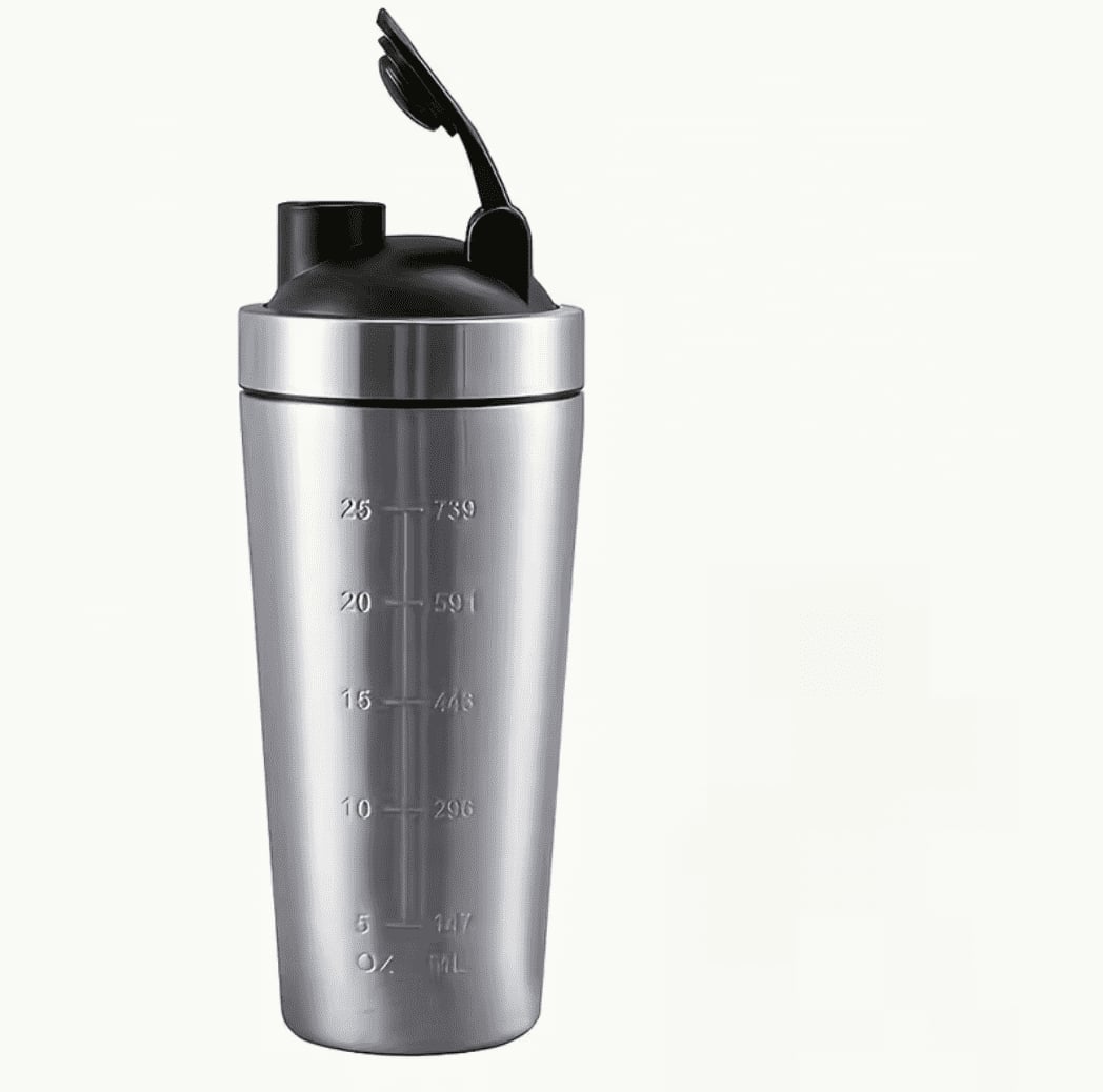 Nerezový šejker 750 ml sivý s odmernou stupnicou