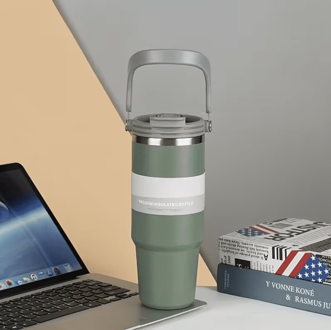 Termohrnček 900 ml zelený s okrúhlym uchom