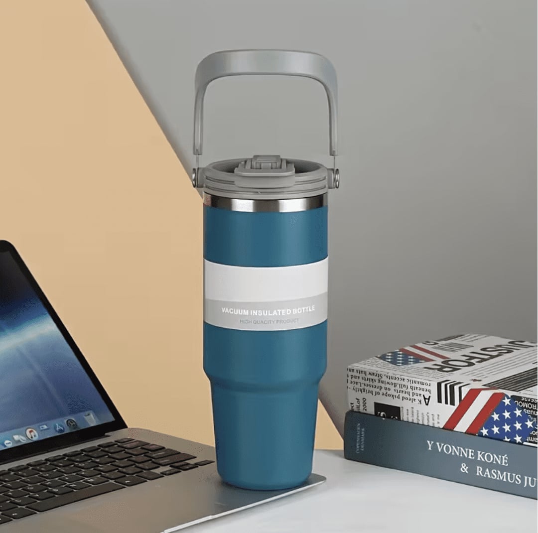 Termohrnček 900 ml tyrkysovomodrý s okrúhlym uchom