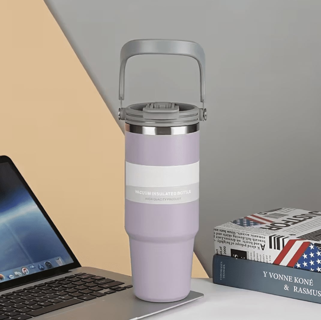Termohrnček 900 ml fialový s okrúhlym uchom