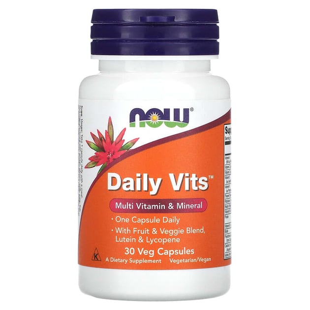 NOW Daily Vits 30 vegetariánskych kapsúl