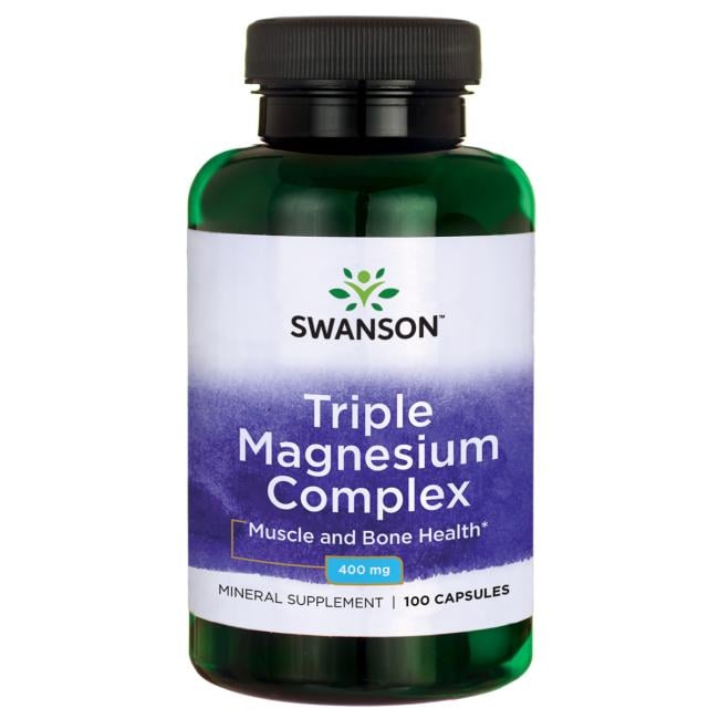 Swanson Triple Magnesium Complex (komplex tří forem hořčíku) 400 mg 100 kapslí