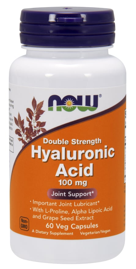 Now Foods Kyselina hyalurónová Hyaluronic Acid Double Strength 100 mg 60 vegánskych kapsúl