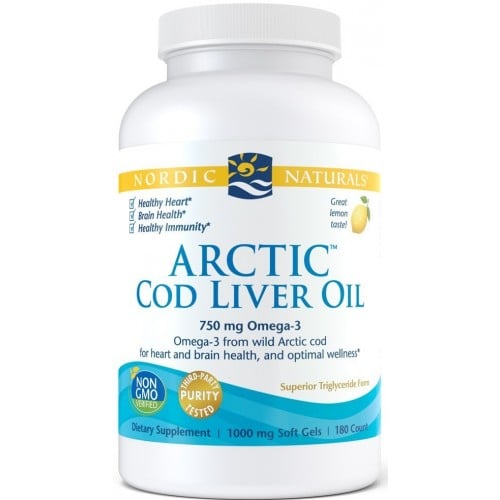 Nordic Naturals Arctic Cod Liver Oil 180 mäkkých kapsúl, citrónová príchuť