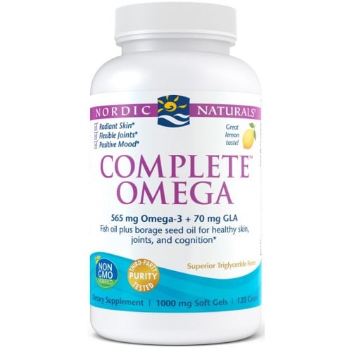 Nordic Naturals Complete Omega s GLA 565 mg 120 mäkkých kapsúl, citrónová príchuť