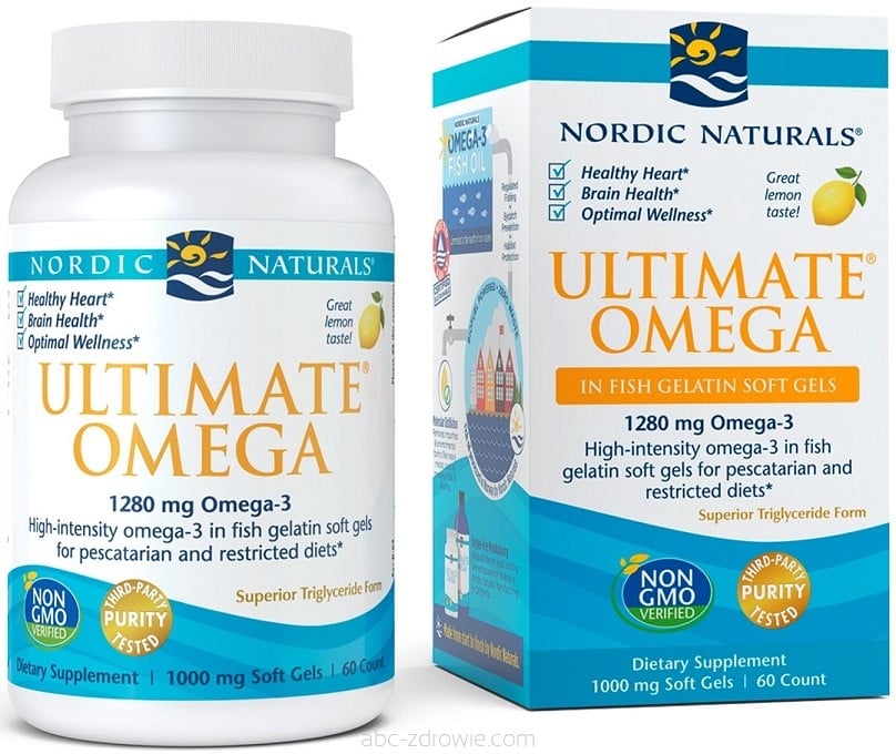 Nordic Naturals Ultimate Omega 1280 mg rybia želatína 60 mäkkých kapsúl, citrón