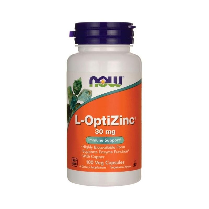 Now Foods L-OptiZinc 30 mg zinok plus meď 100 vegánskych kapsúl