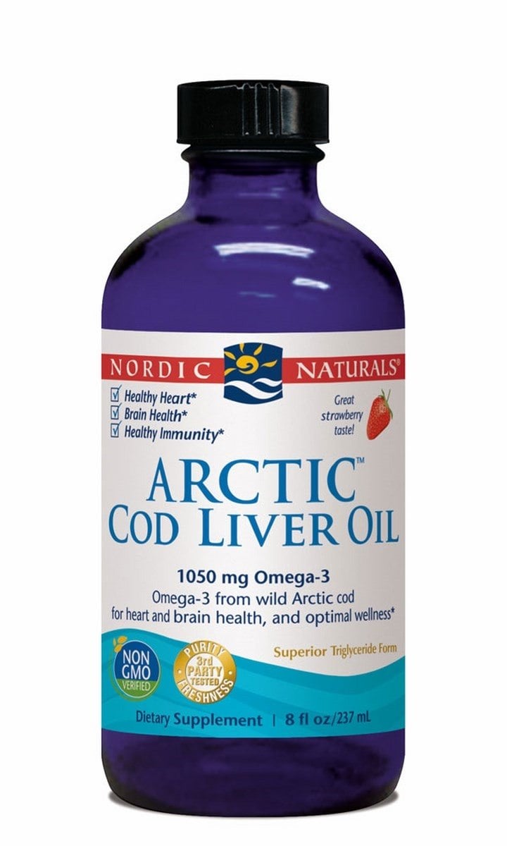 Nordic Naturals Arctic Cod Liver Oil tekutý, jahodová příchuť, 237 ml