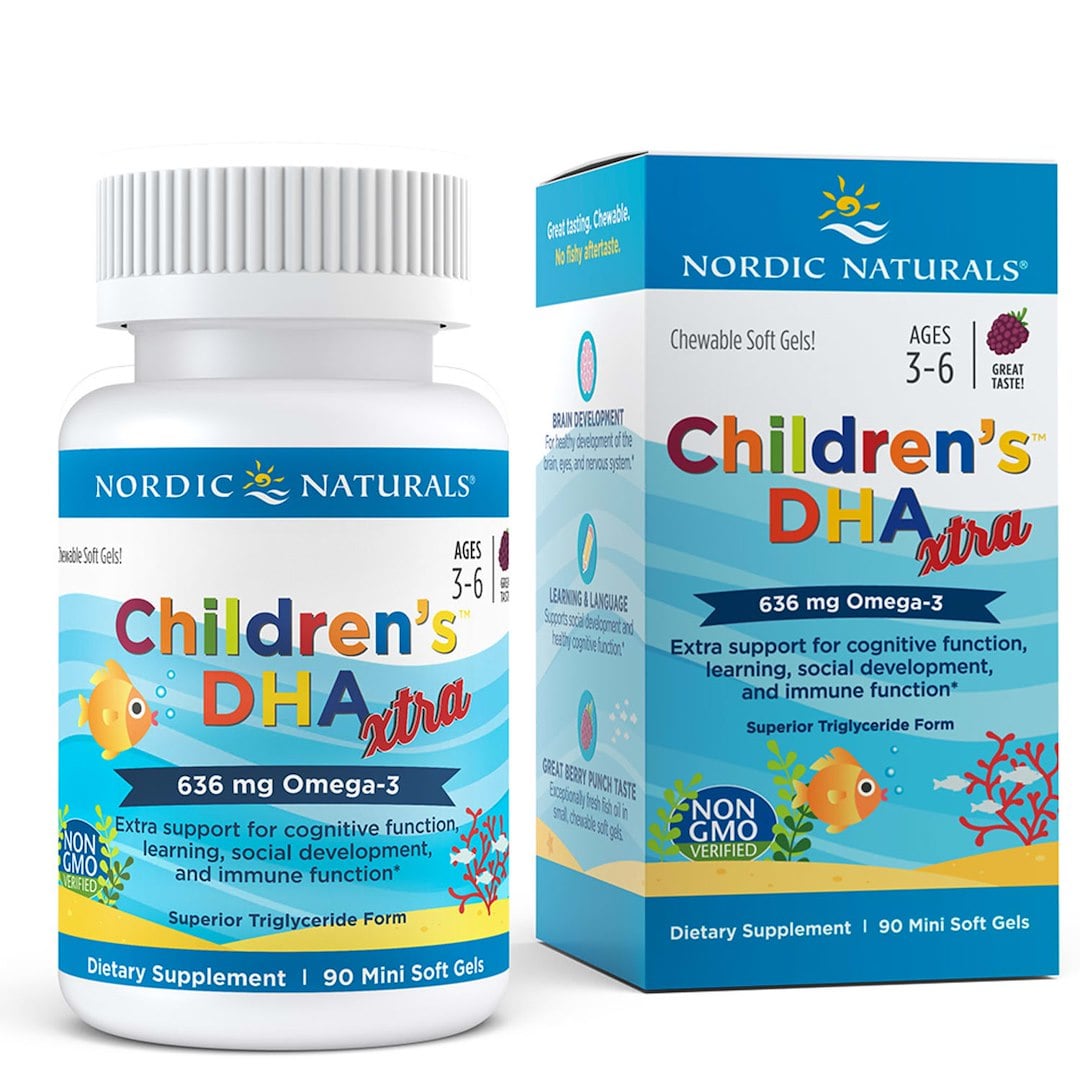 Nordic Naturals Children's DHA XTRA 636 mg Omega-3 90 mäkkých kapsúl, čučoriedková príchuť