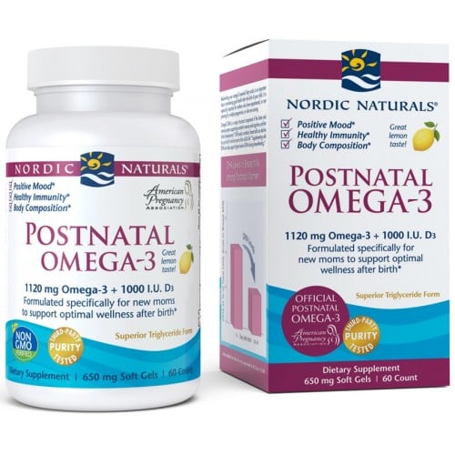 Nordic Naturals Postnatal Omega 3 1120 mg 60 mäkkých kapsúl s citrónovou príchuťou