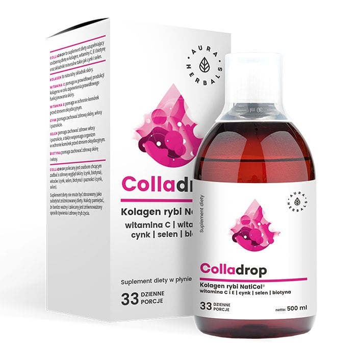 Aura Herbals Colladrop rybí kolagén NatiCol s vitamínom C 500 ml tekutý
