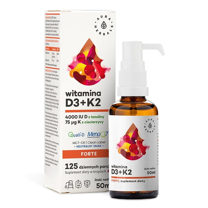 Aura Herbals Vitamín D3 4000 IU + K2 MK7 50 ml
