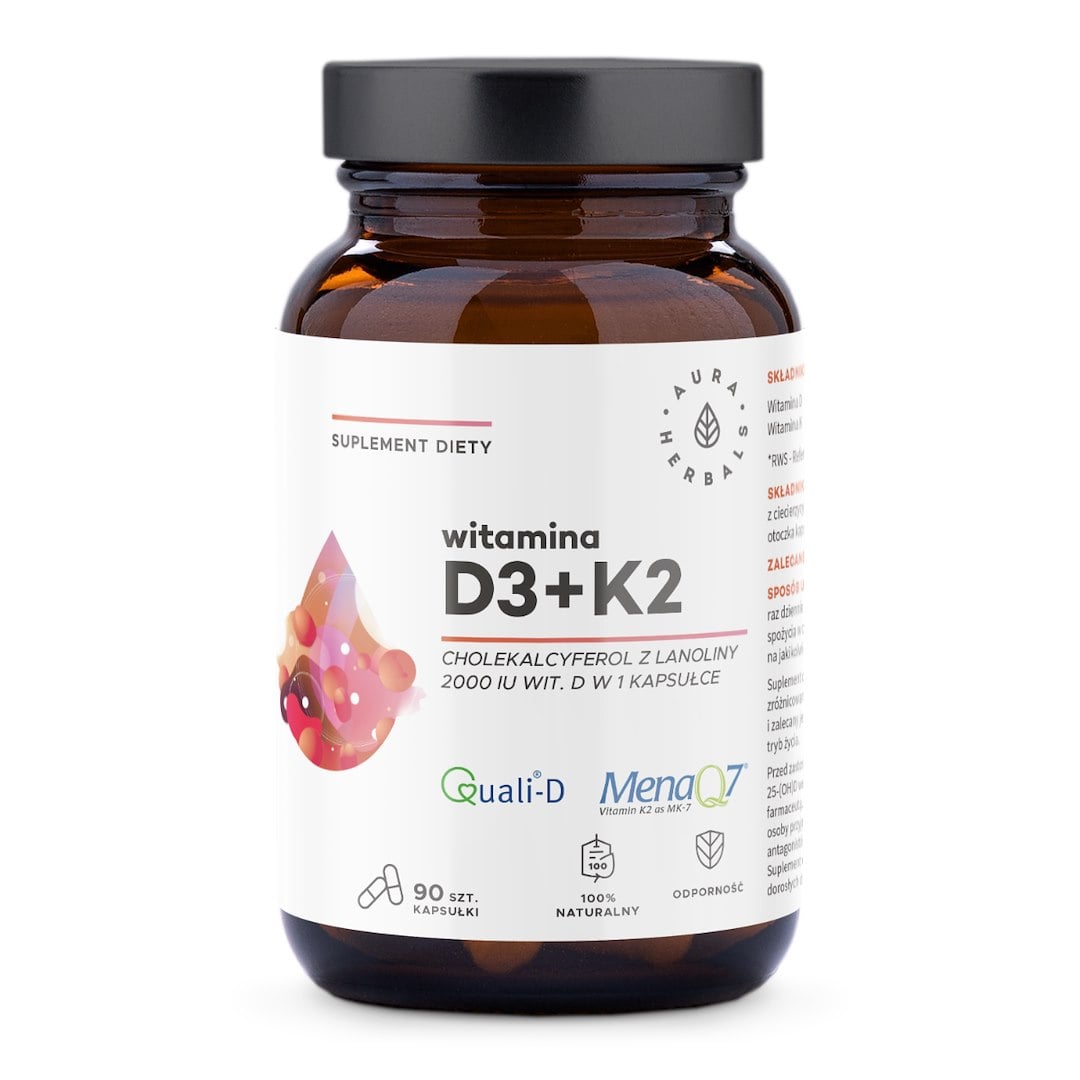 Aura Herbals Vitamín D3 2000 IU + K2 90 kapsúl