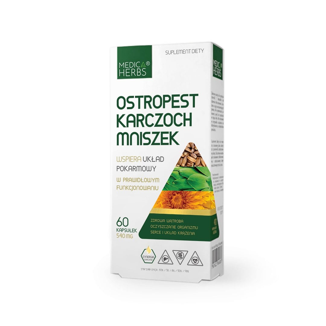 Medica Herbs Pestrec, artičok, púpava 540 mg 60 kapsúl