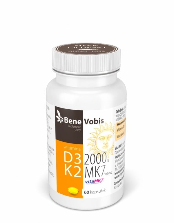 Bene Vobis Vitamin D3 2000 IU + K2 MK7 100 µg 60 kapslí