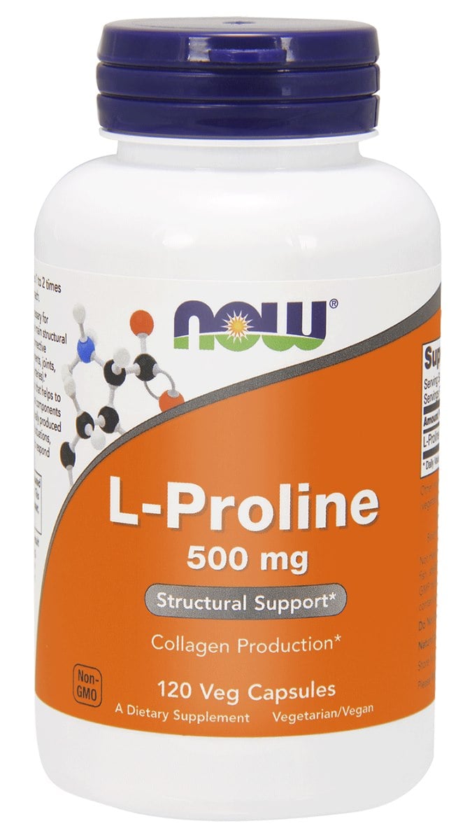 NOW Foods L-prolin 500 mg 120 kapslí