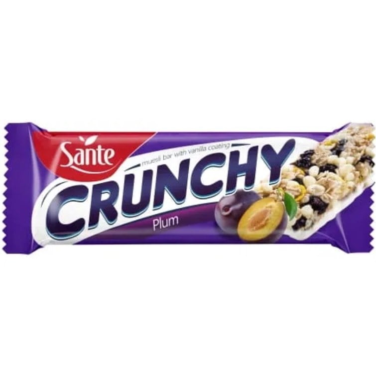 Sante Crunchy slivková tyčinka vo vanilkovej poleve 40 g
