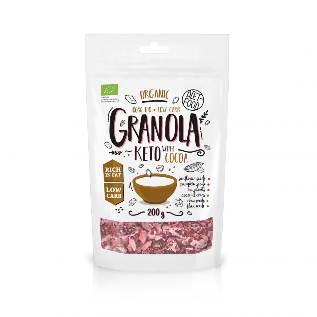 Diet Food Granola Keto s kakaom a pomarančovým olejčekom Bio 200 g