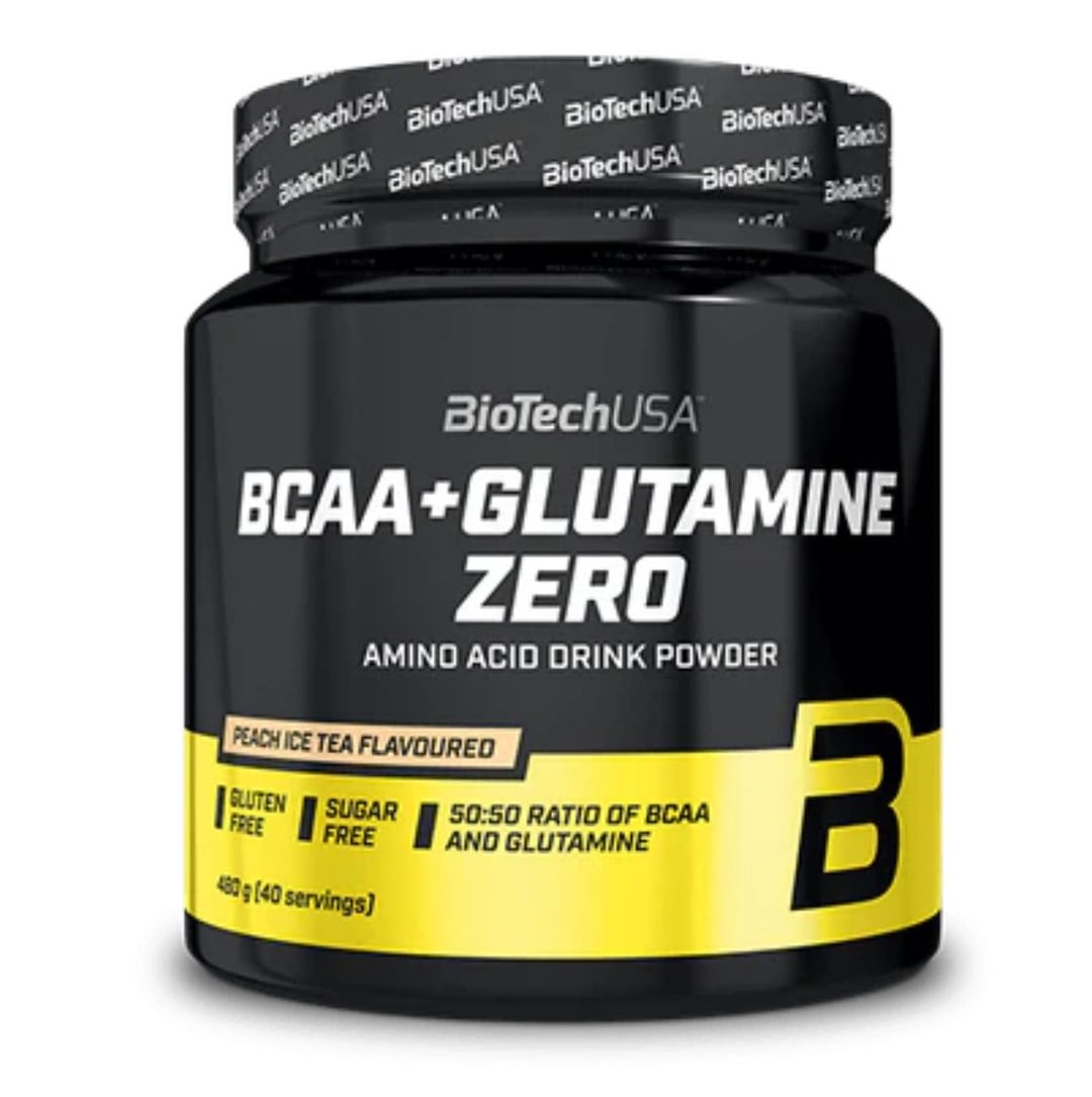 BioTech USA BCAA + Glutamine Zero 480 g s príchuťou ľadového čaju s broskyňou