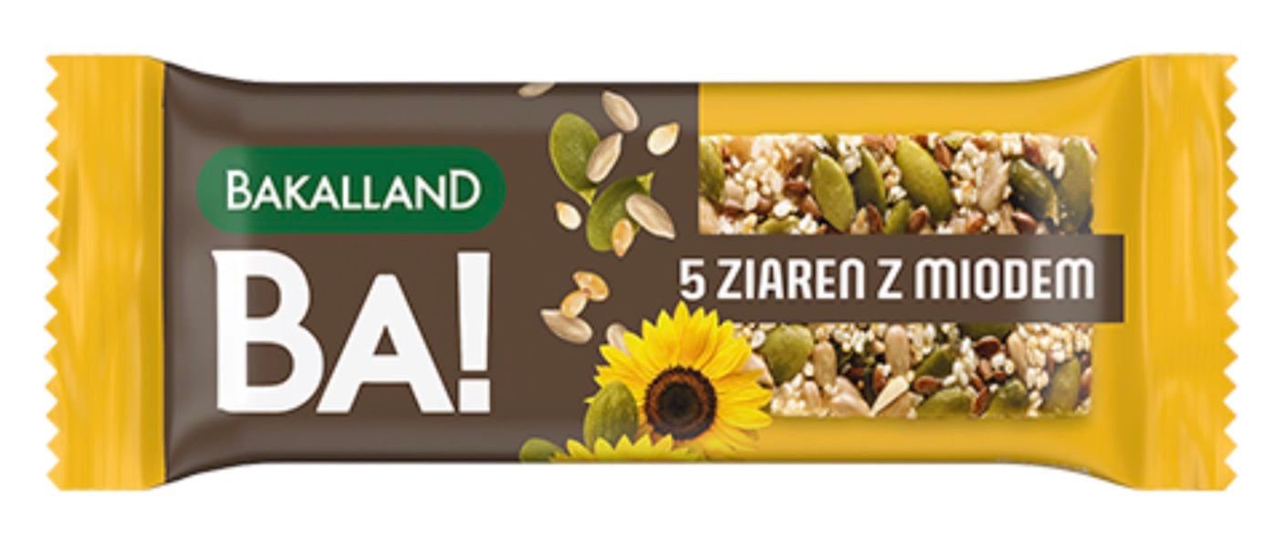 Bakalland BA! Cereálna tyčinka 5 semienok s medom 40 g