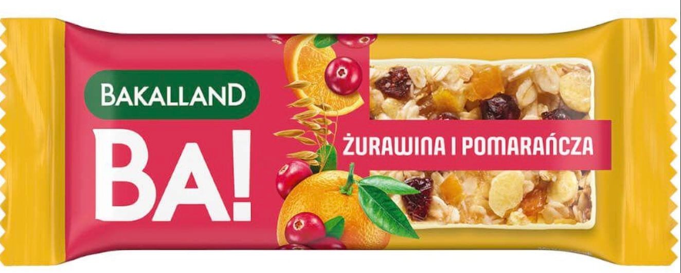Bakalland BA! Cereálna tyčinka brusnica a pomaranč 40 g