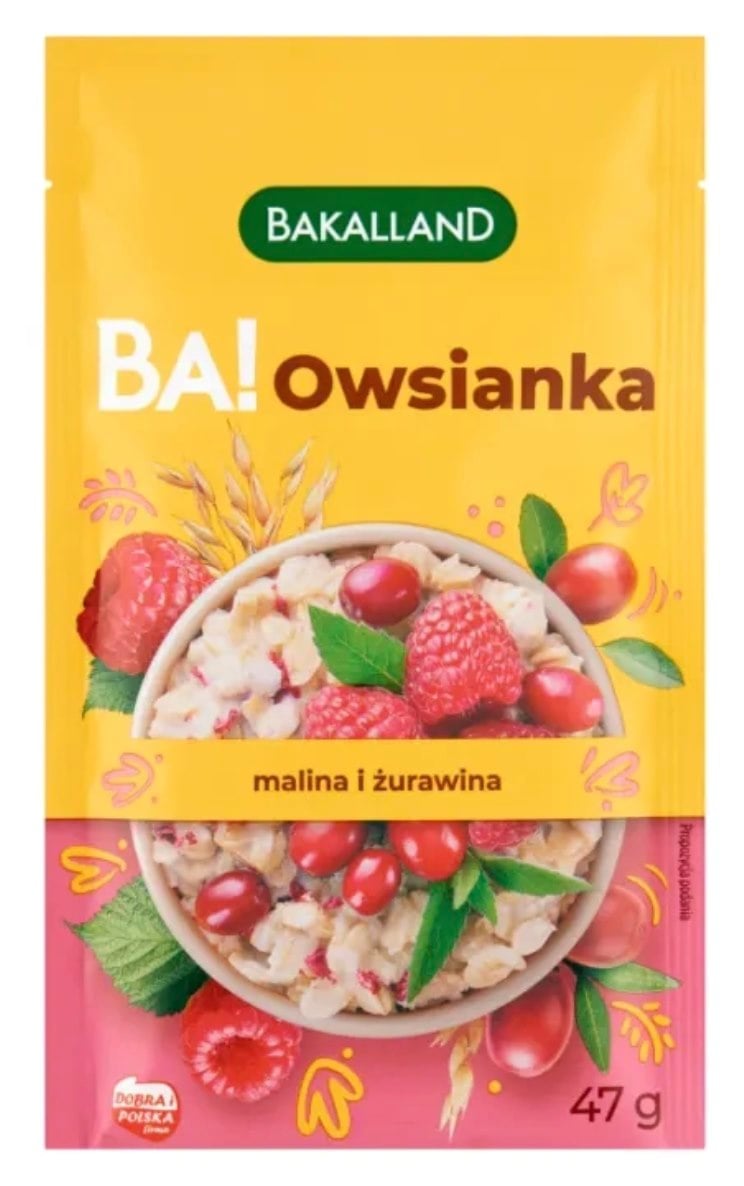 Bakalland Ba! Ovsená kaša s malinou a brusnicou 47 g