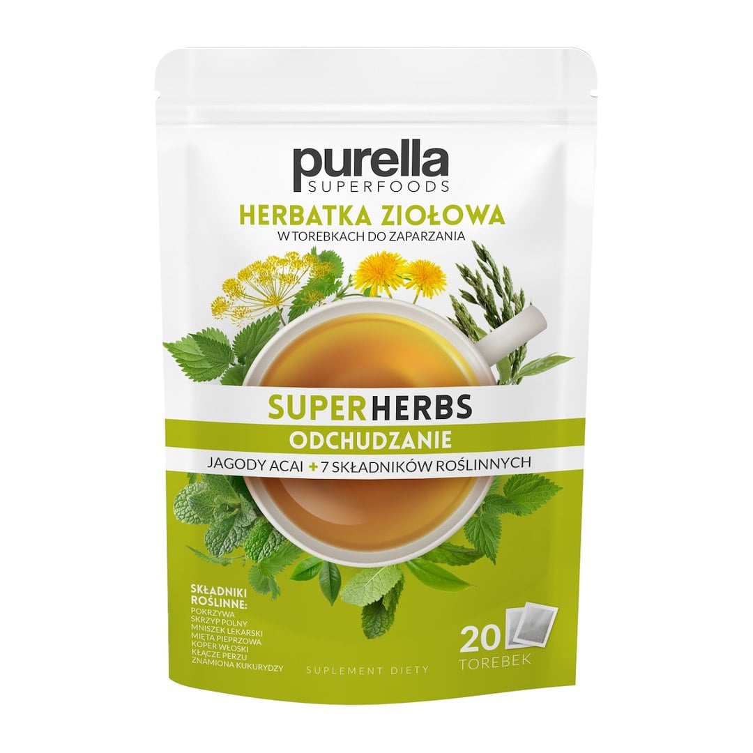 Purella SuperHerbs bylinný čaj na hubnutí 20 x 1,75 g