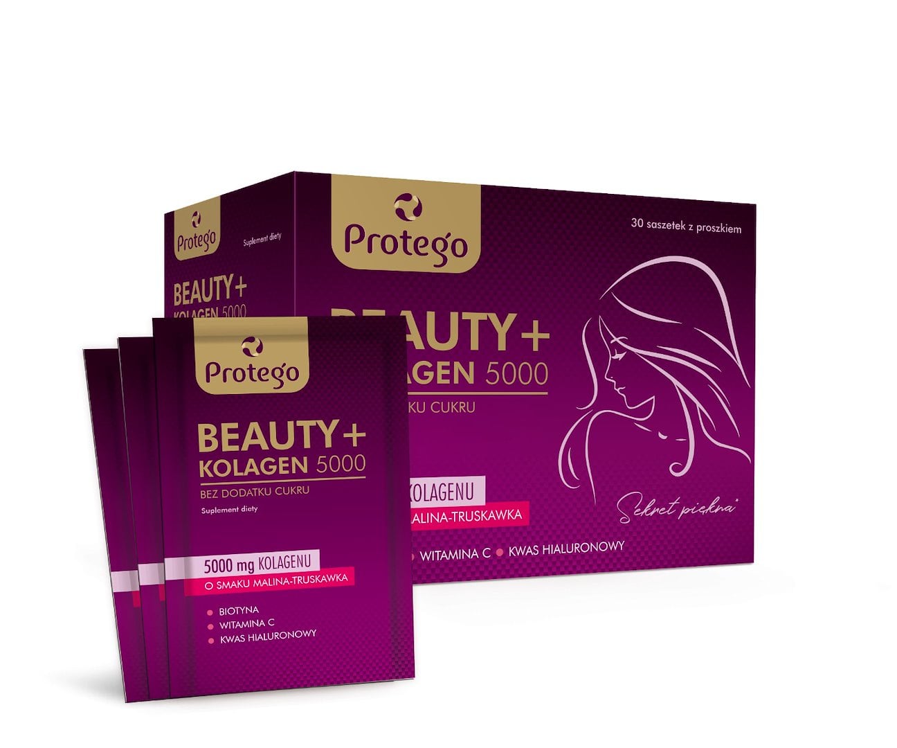 Protego Beauty+ Kolagén 5000 s príchuťou malina-jahoda 30 vreciek
