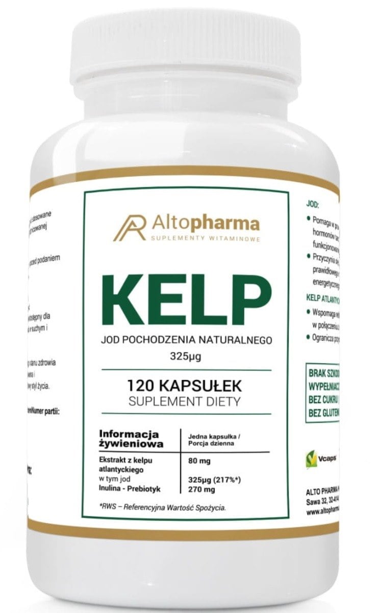 Altopharma Kelp extrakt Jód 325 µg + Prebiotikum Vege 120 kapsúl