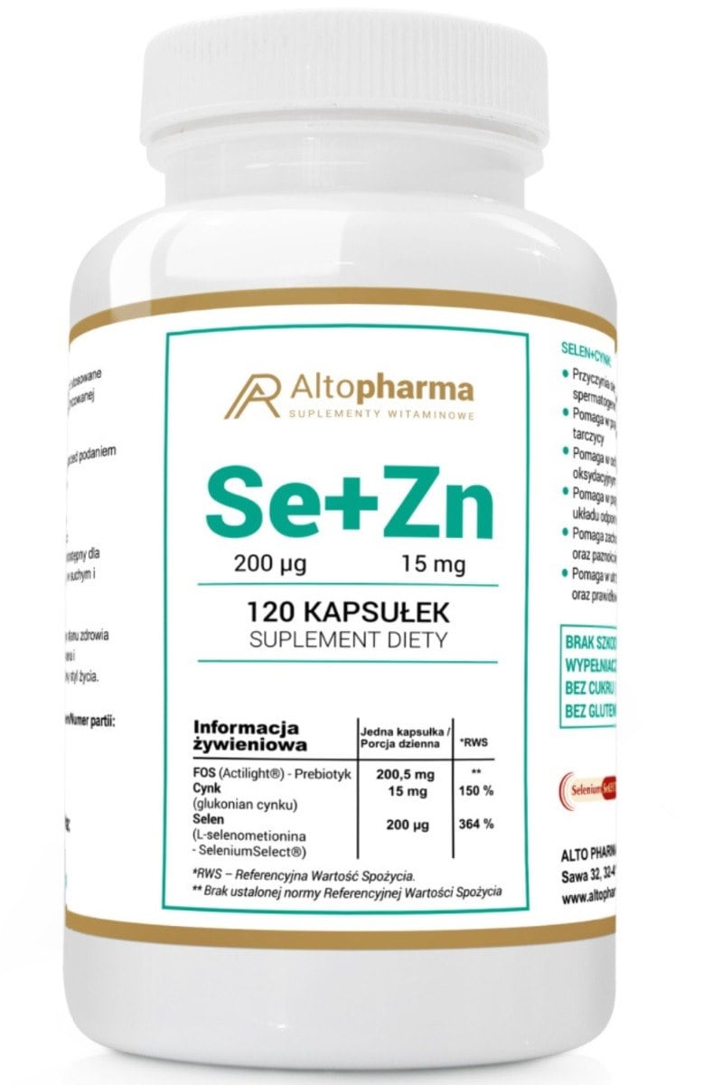 Altopharma Selén 200 µg + Zinok 15 mg + Prebiotikum Vege 120 kapsúl
