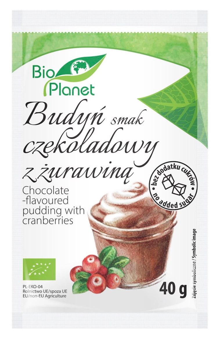 Bio Planet Puding s čokoládovou príchuťou a brusnicami BIO 40 g