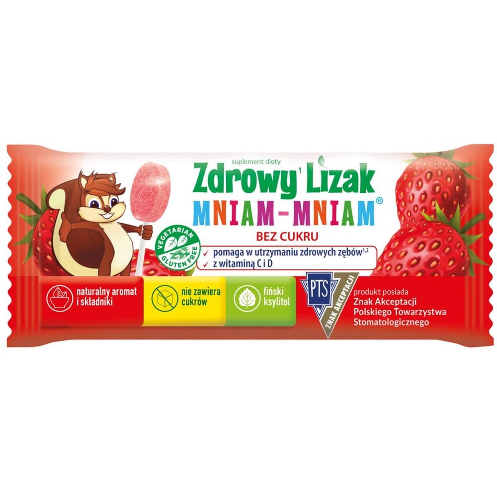 Mniam Mniam Starpharma Jahodové lízatko v tvare slzy s vitamínmi D a C 6 g