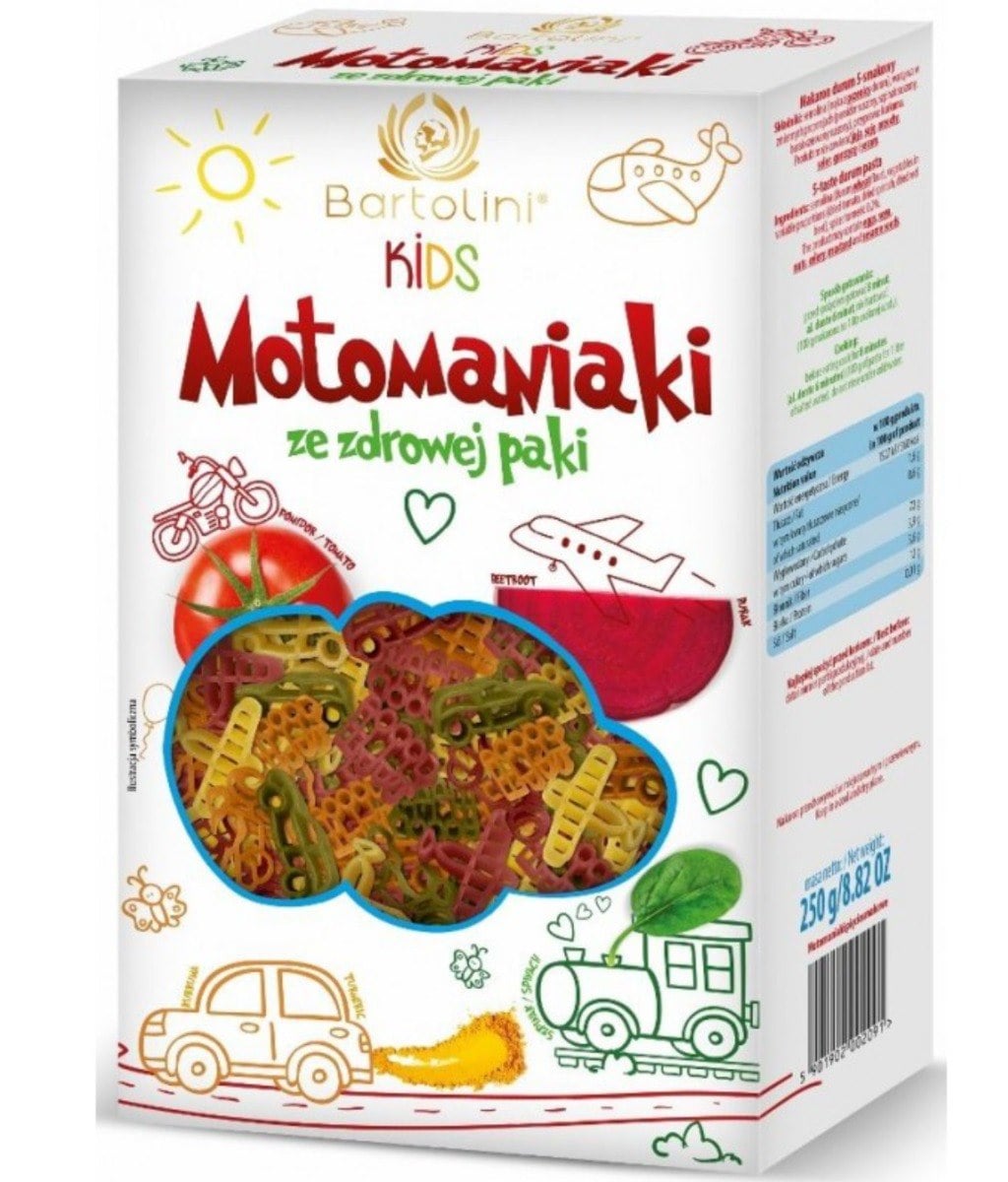 Bartolini Semolinové cestoviny so zeleninou pre deti Motomaniaki 250 g