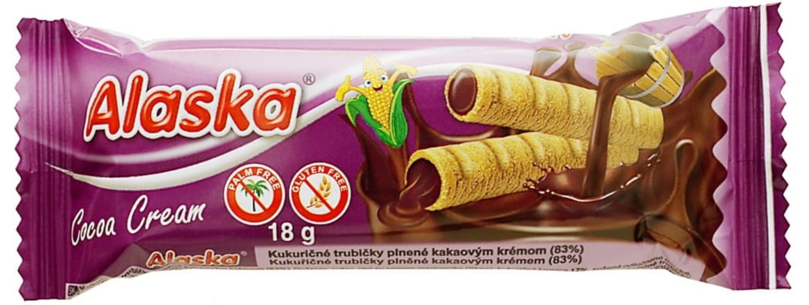 Alaska kukuričné trubičky s kakaovým krémom, bez lepku 18 g