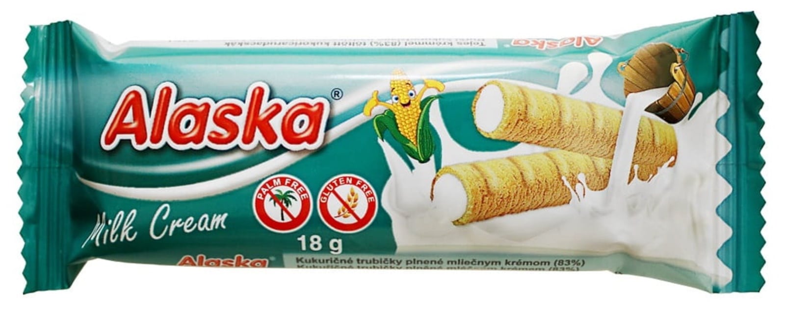 Alaska kukuričné trubičky s mliečnym krémom, bez lepku 18 g