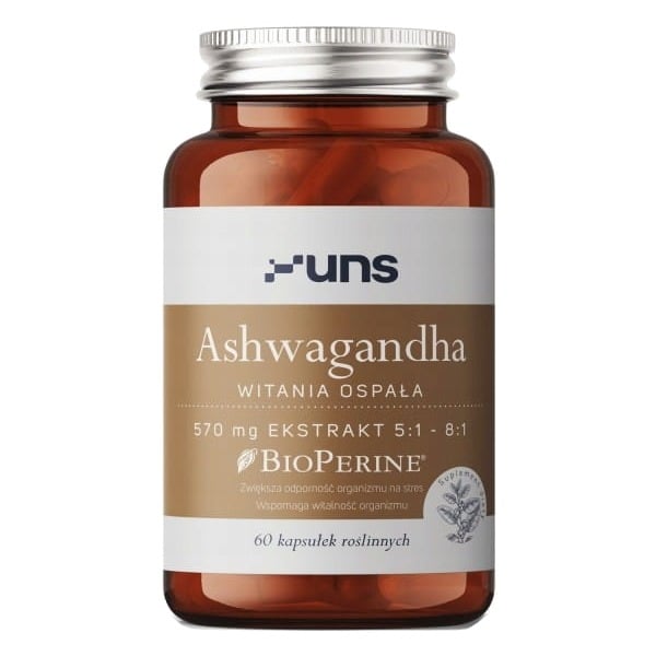 UNS Ashwagandha Withania somnifera 570 mg + Bioperine 60 vegánskych kapsúl
