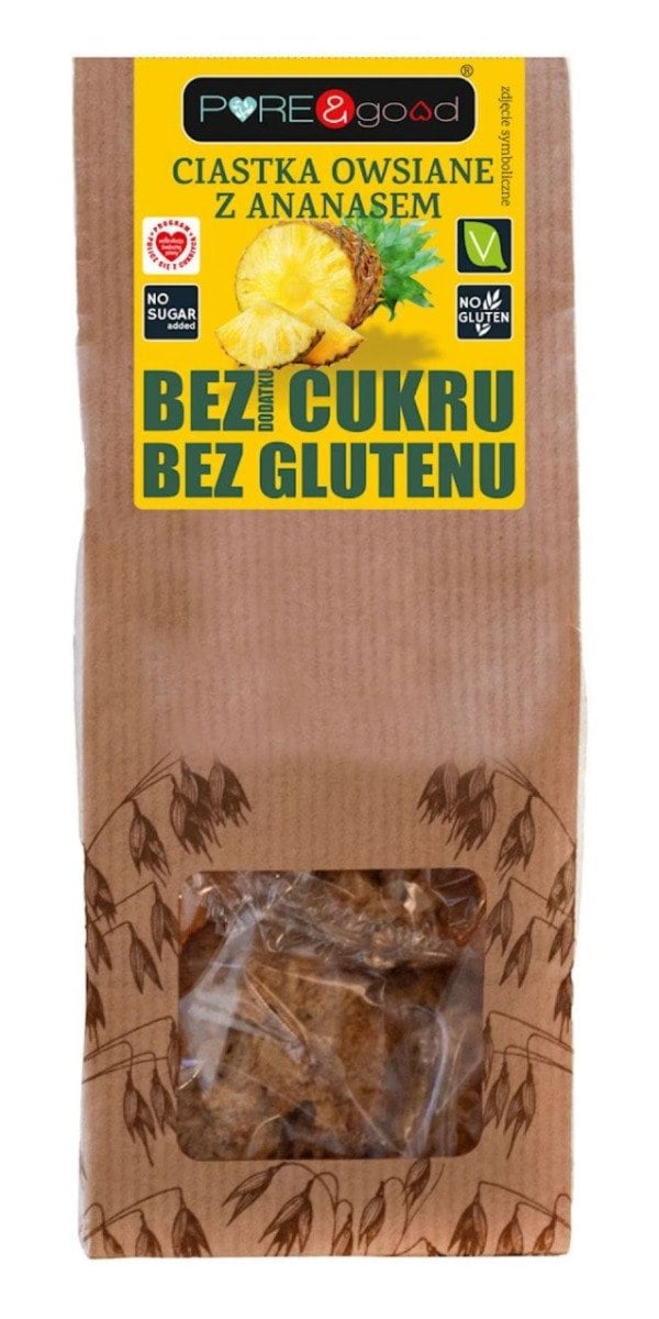 PURE & GOOD Ovsené sušienky s ananásom bez lepku bez cukru 150 g