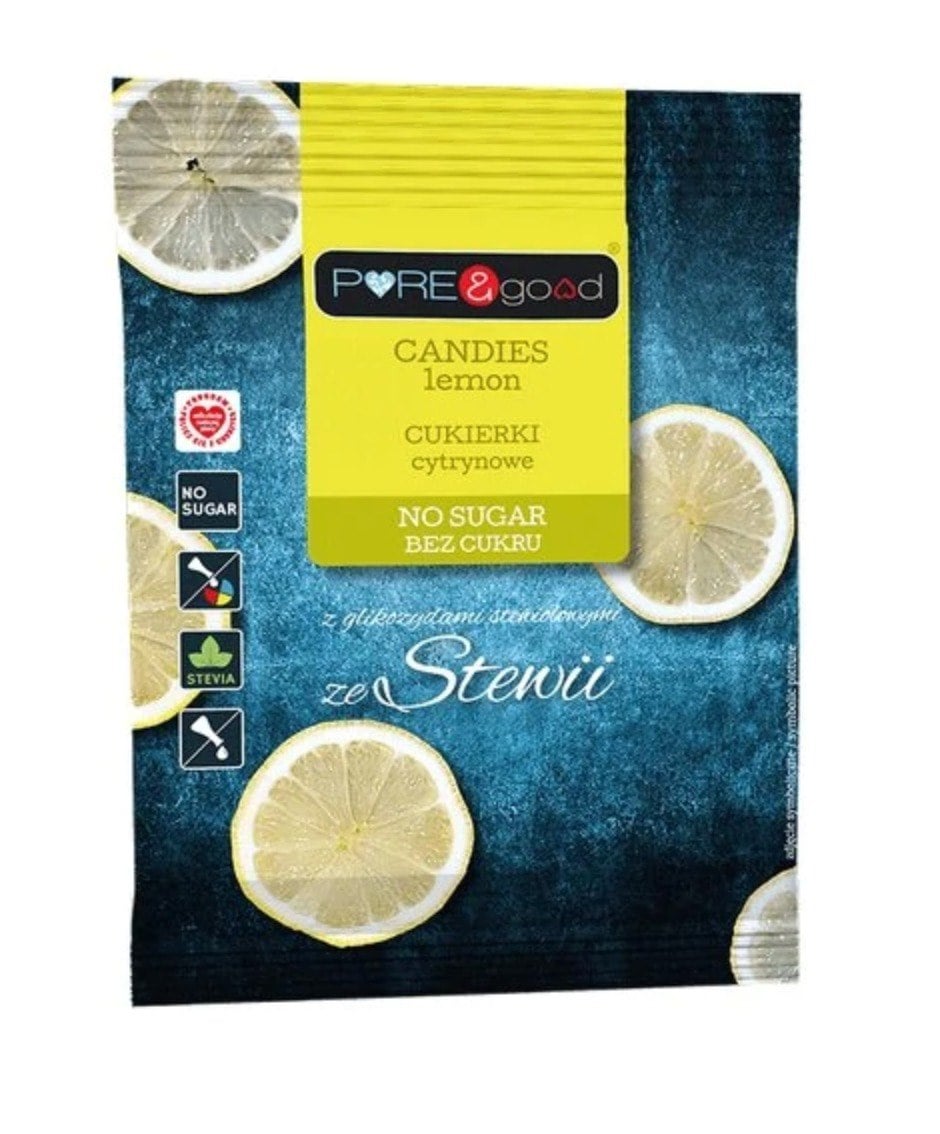 PURE & GOOD Citrónové cukríky so stéviou bez cukru 50 g