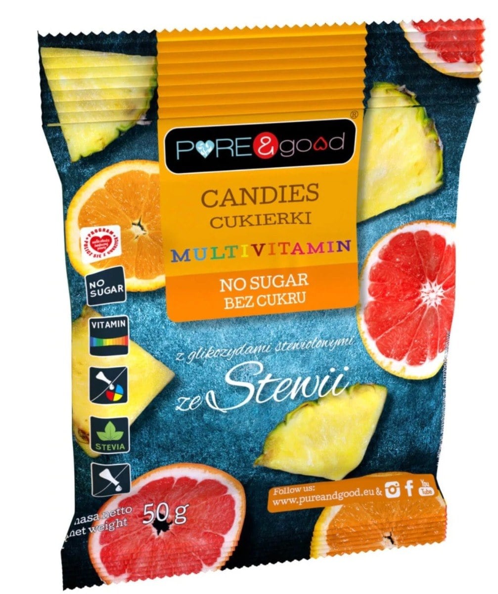 PURE & GOOD Cukríky multivitamín so stéviou bez cukru 50 g