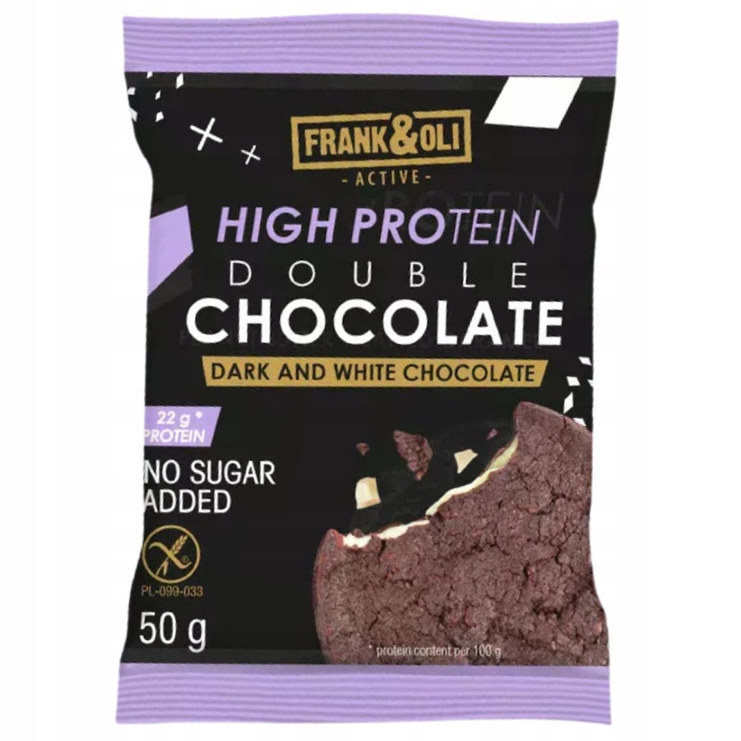Frank&Oli High Protein Double Chocolate bílá a hořká čokoláda 50 g