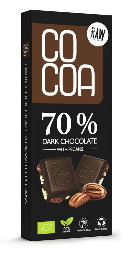 COCOA Horká čokoláda 70 % s pekanovými orechmi BIO 40 g