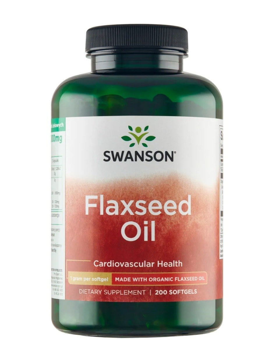 Swanson Flaxseed Oil 1000 mg 200 gélových kapsúl