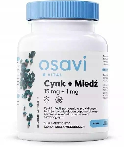 Osavi Zinok + meď 15 mg + 1 mg 120 vegánskych kapsúl