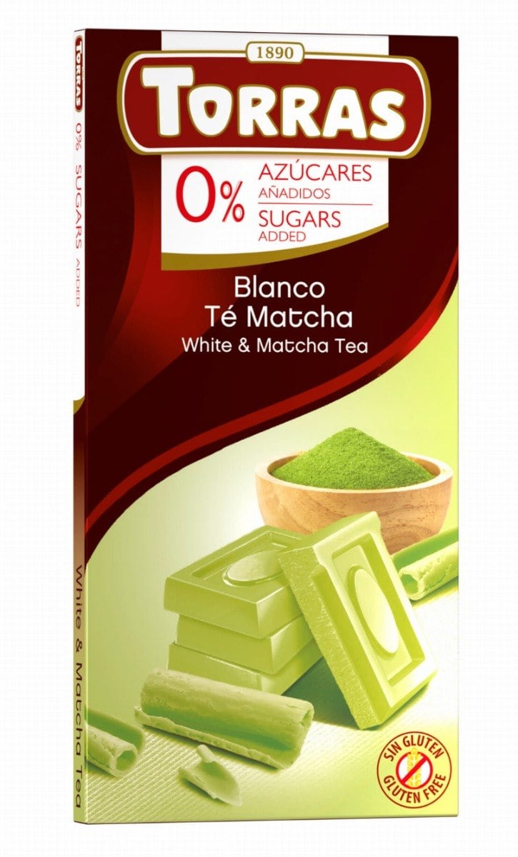 TORRAS Bílá čokoláda s matchou bez cukru 75 g