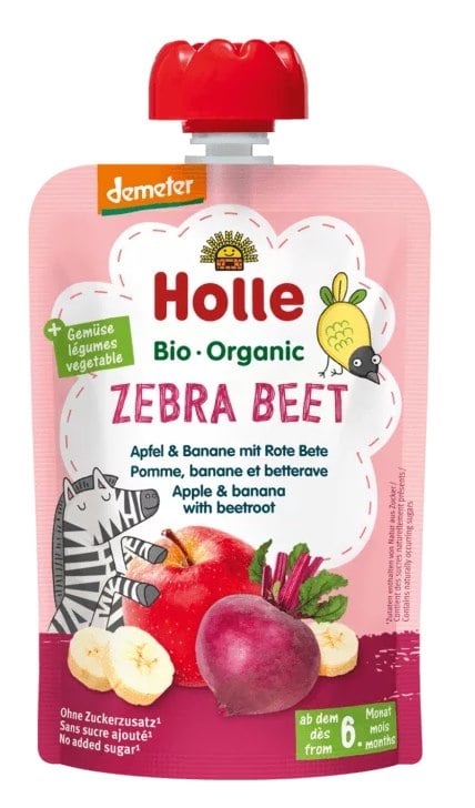 Holle Pyré Cviklová zebra jablko-banán-cvikla od 6 mesiacov Demeter BIO 100 g