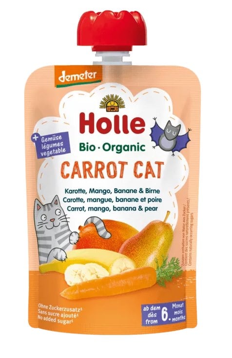 Holle Pyré Mrkvová mačka mrkva-mango-banán-hruška od 6 mesiacov Demeter 100 g