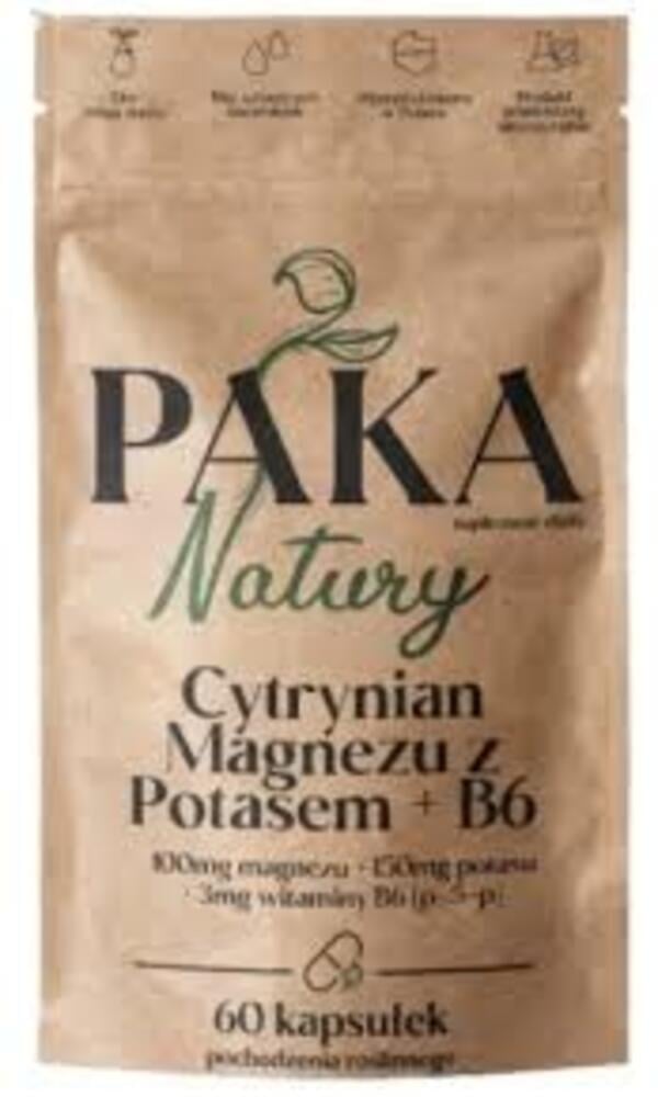 Paka Natury Citrát horčíka s draslíkom + vitamín B6 P-5-P 60 kapsúl