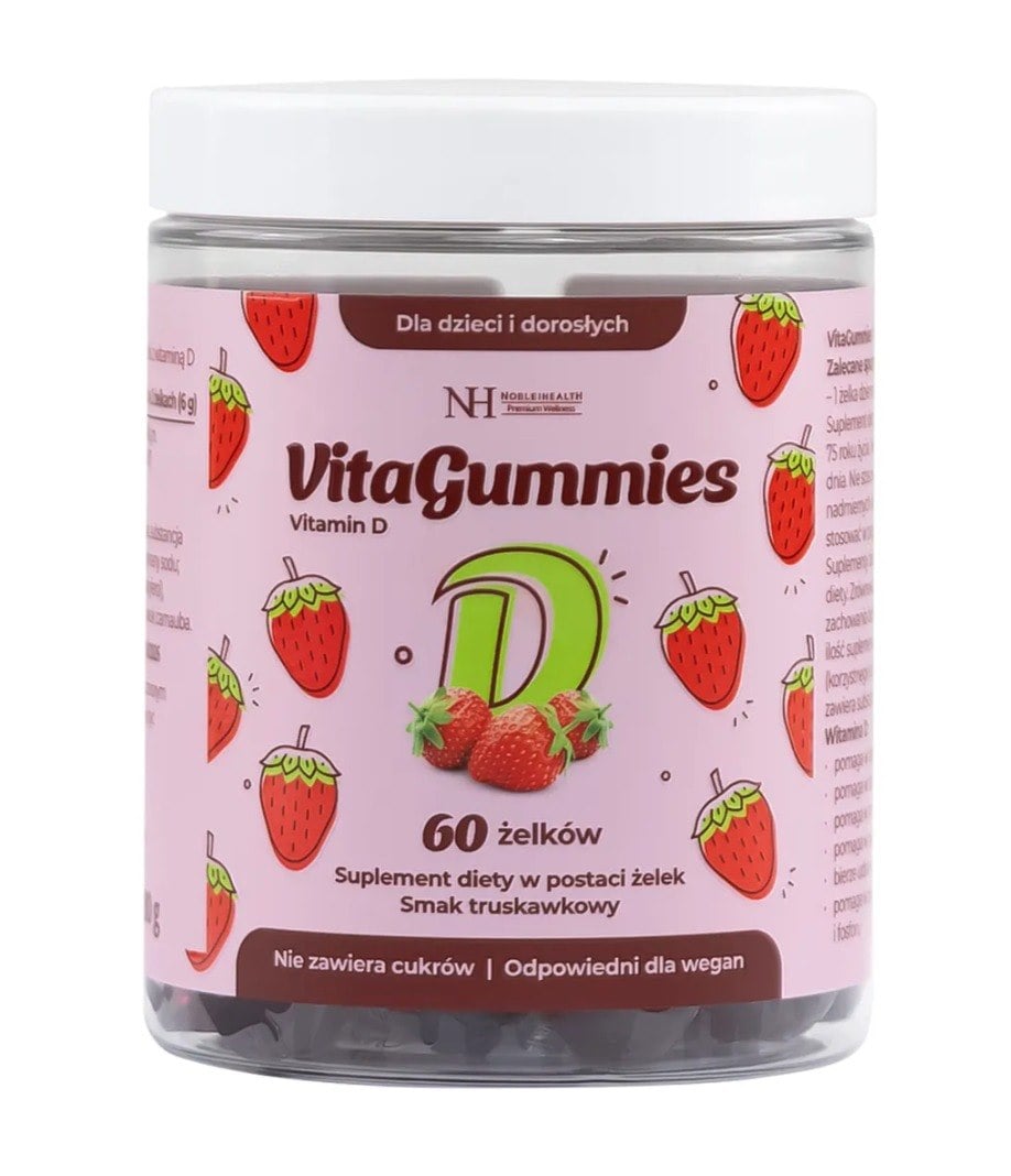 Noble Health VitaGummies Vitamín D3 60 želé s jahodovou príchuťou