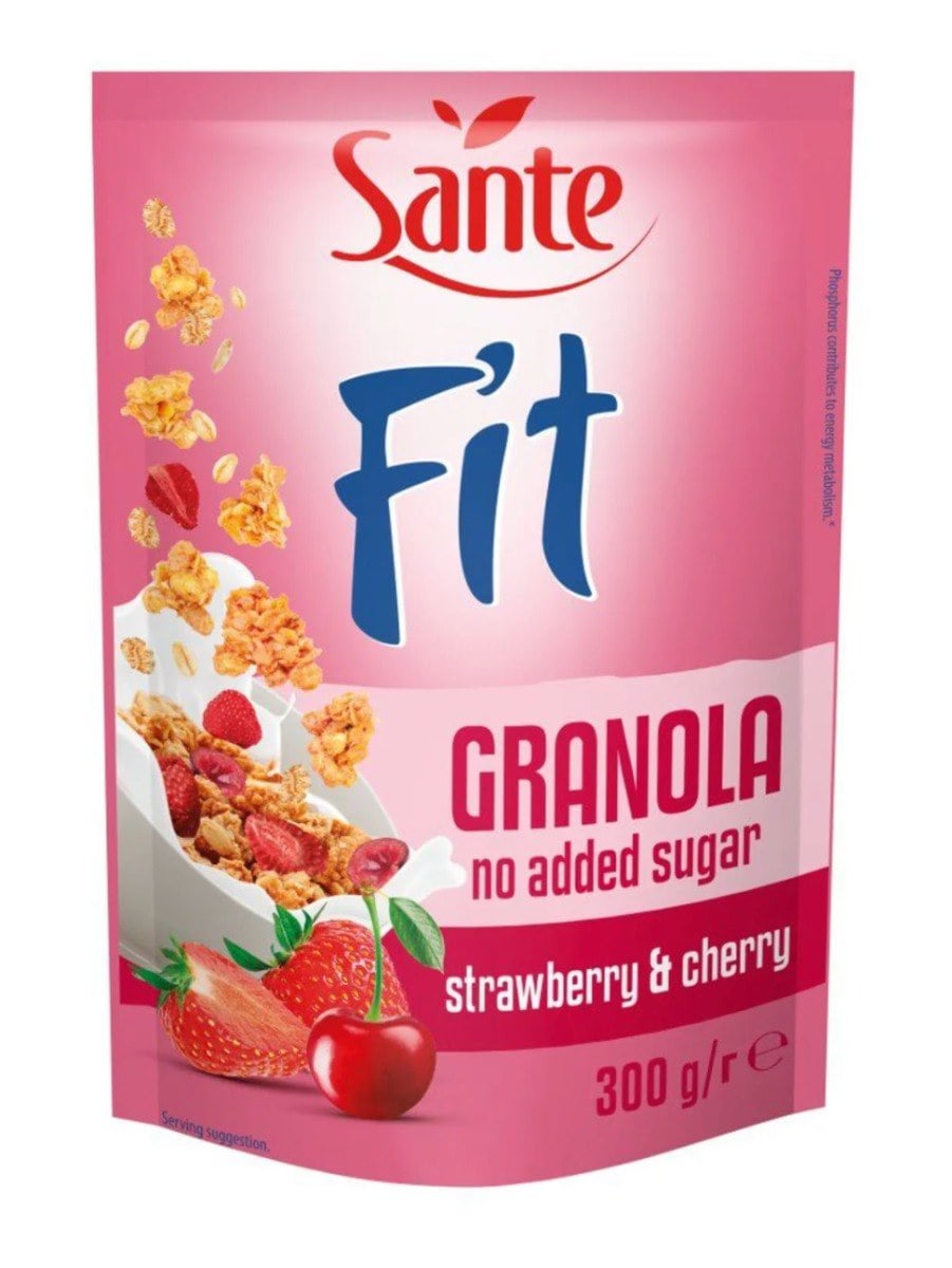 Sante Fit granola jahoda a višňa bez pridaného cukru 300 g